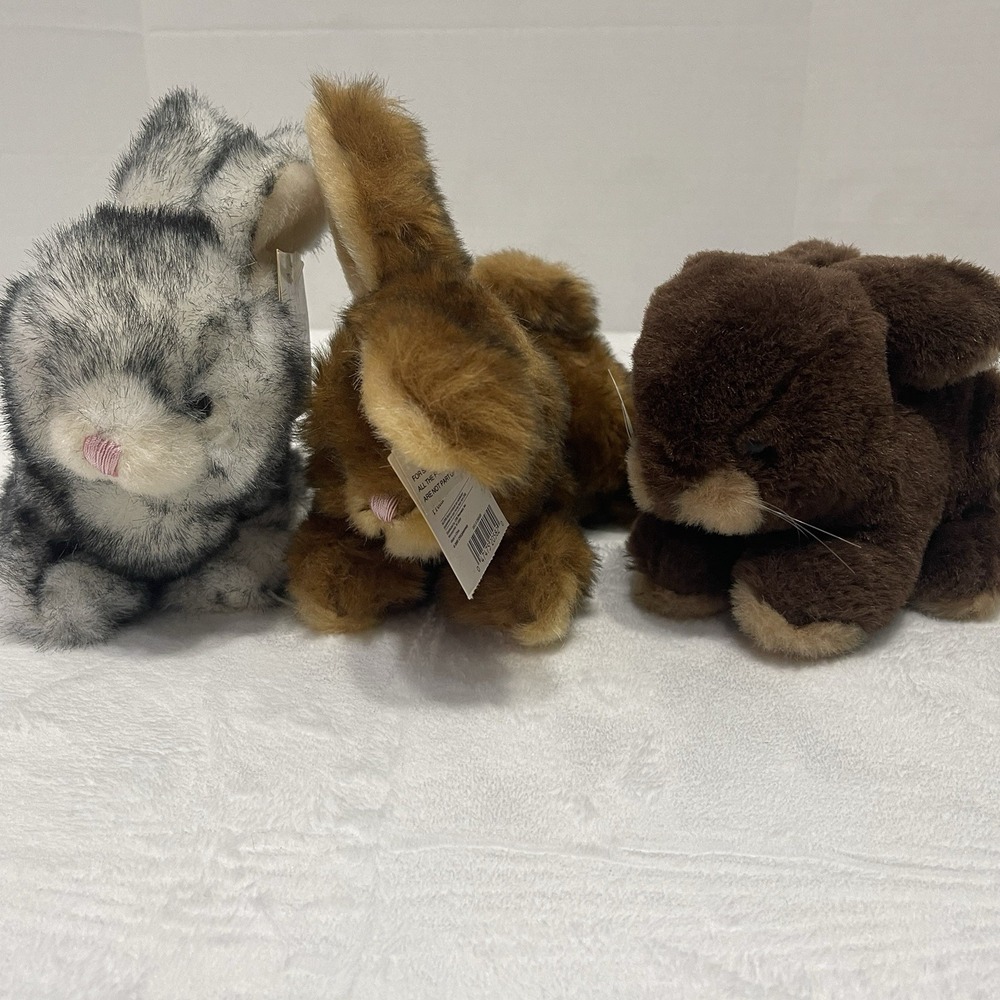 Vintage Set‎ of 2 Dan Dee Bunny 8" Plush + 1 California Stuffed Toys Bunny